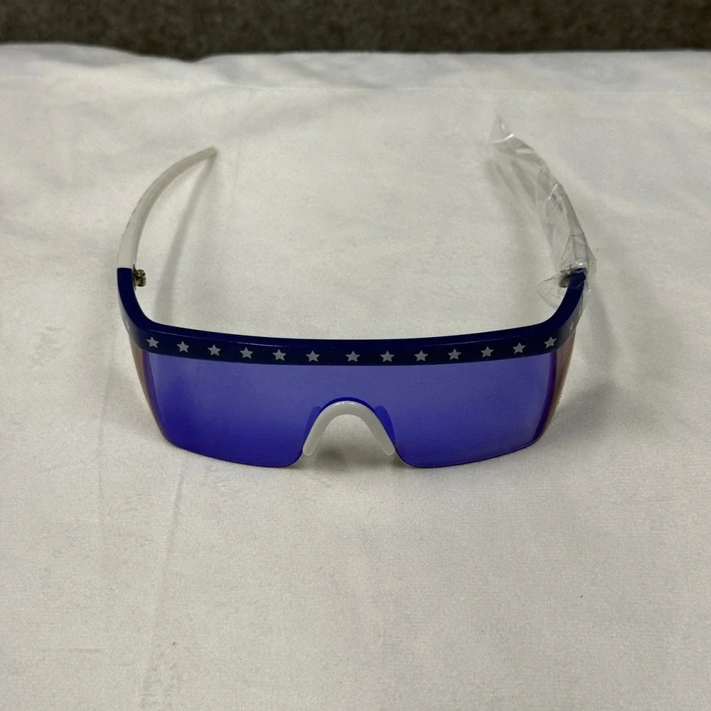 Tipsy Elves Patriotic USA Stars and Stripes Shield Sunglasses Blue Mirror Lens